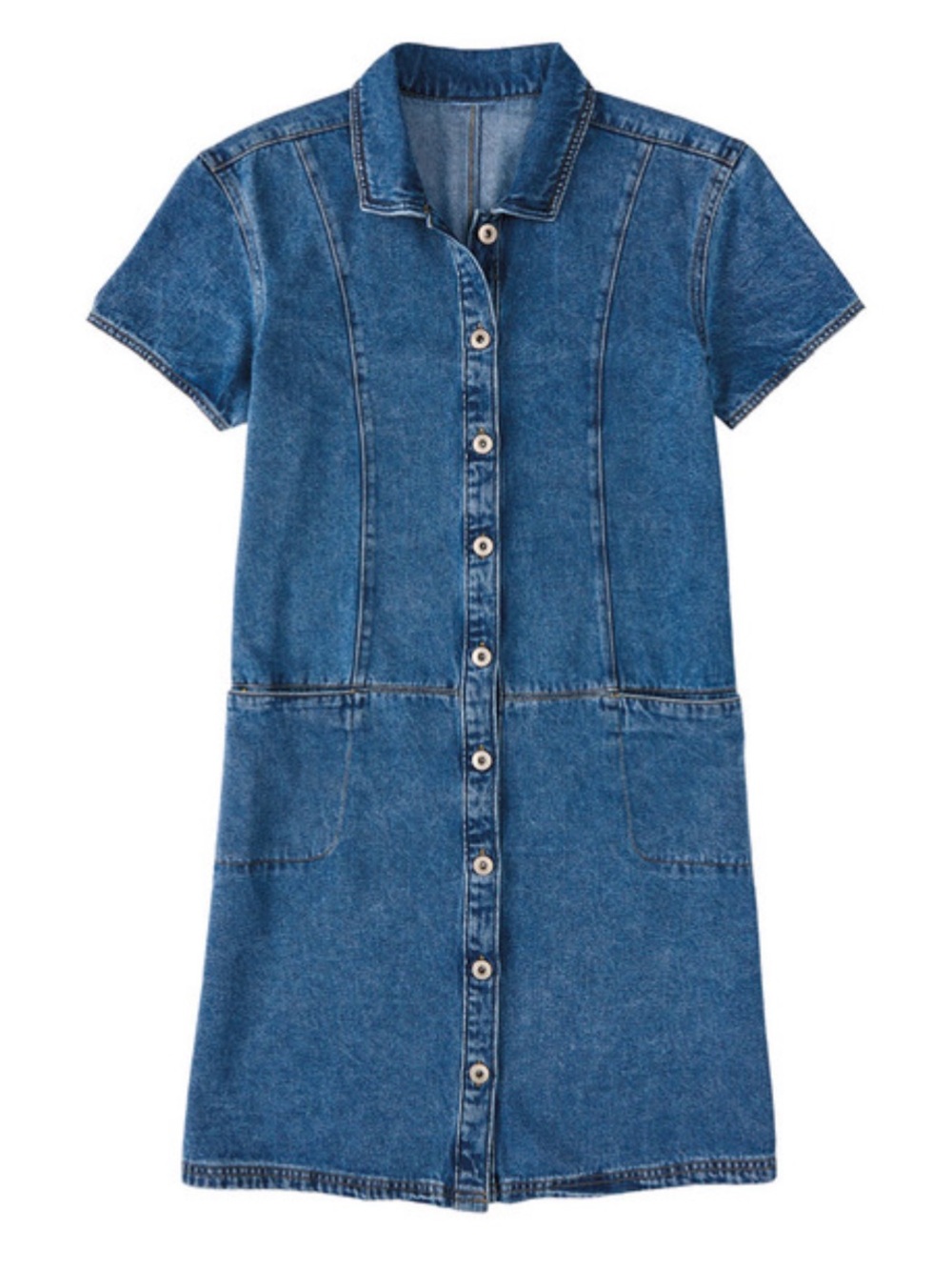 Serra Short-Sleeve Button down Denim Dress size large but fits XL